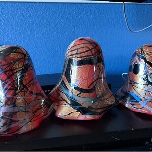 Artistic Glass Italian Pendant Light Shades - Red, Black, and Gold leaf in glass